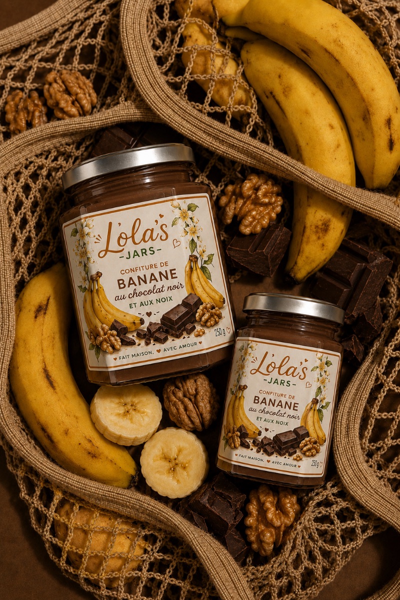 Confiture de Banane au chocolat noir et aux noix